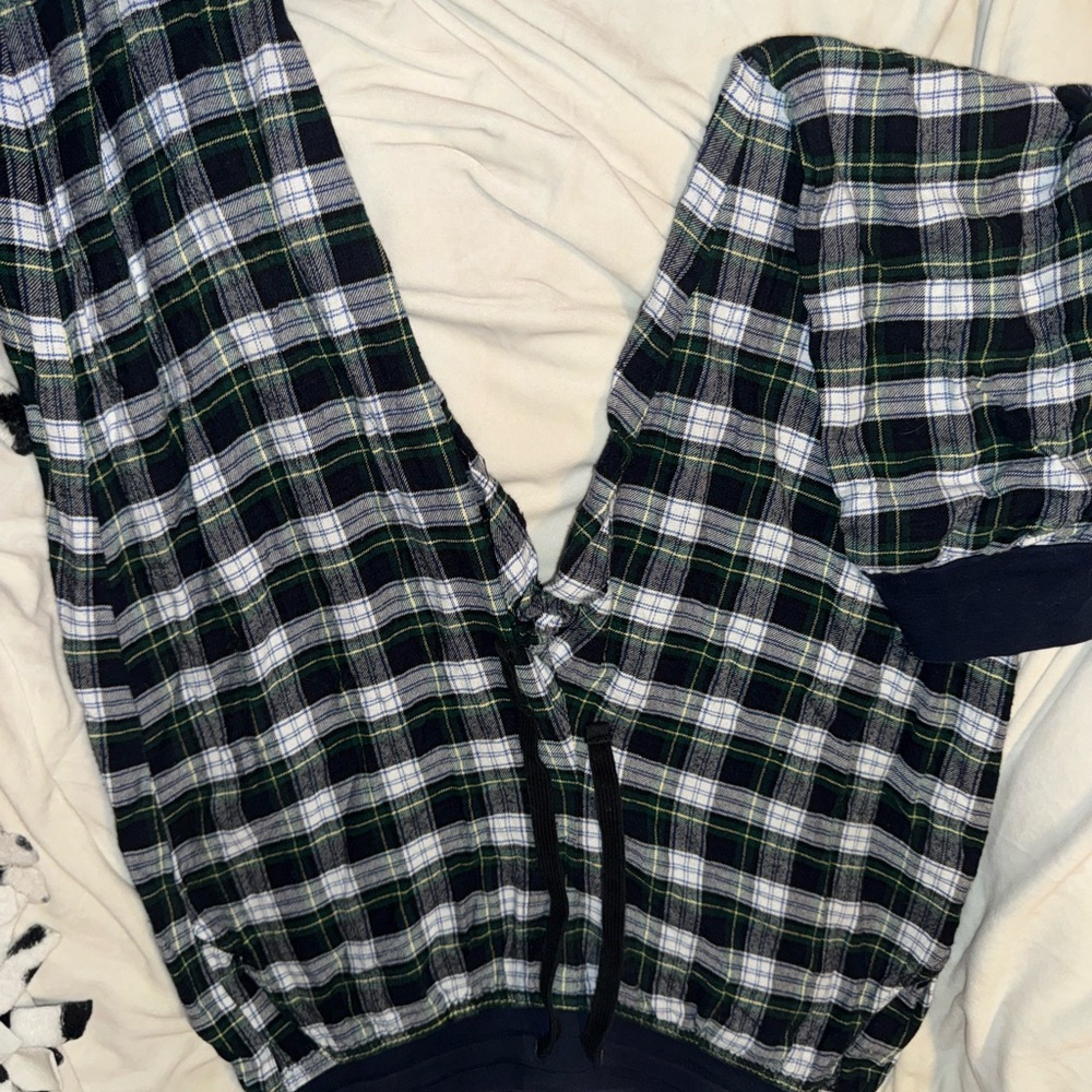 American Eagle Outfitters Blue and Green Plaid Shirt